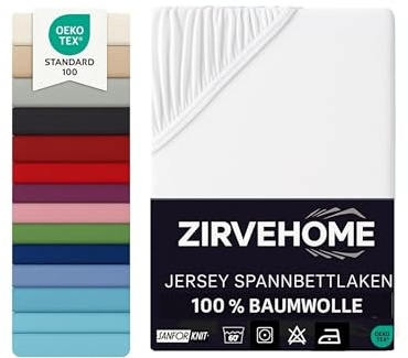 Spannbettlaken 180x200-200x220 weiß für Wasserbetten & Boxspringbetten 100% Baumwolle für Matratzen bis 35 cm Höhe, Bettlaken in Übergröße, Jersey Spannbettlaken Weiß