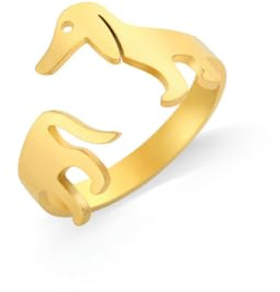 Gu Feng Ornament hohler Dackel aus Edelstahl verstellbarer Ring