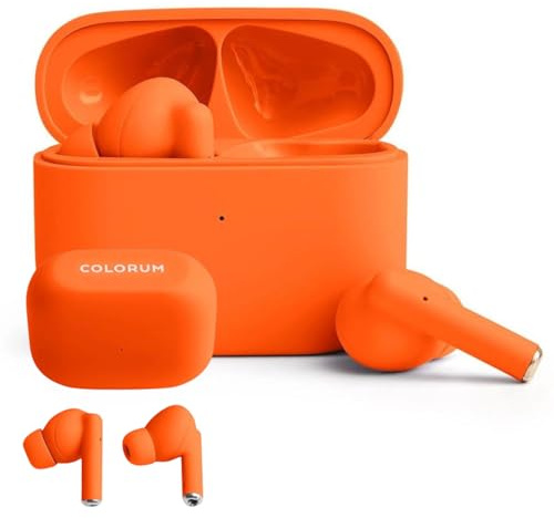 FOREVER COLORUM TWS Auriculares Bluetooth Naranja - Auriculares Inalambricos Bluetooth con Graves Profundos - Intraurales Auriculares con Micrófono Compatibles con Android e iOS - Carga Rápida USB-C
