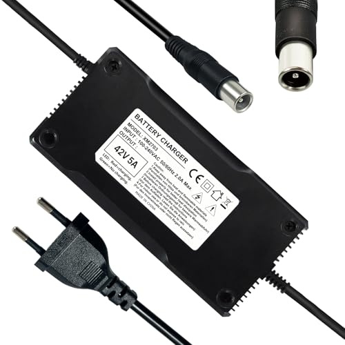 YZPOWER 42V 5A Lithium E-Batterie Ladegerät Schnellladegerät für 36v Elektroroller E-Bike eingebauter Ventilator kann nur die Temperatur mit RCA-Schnittstelle abkühlen