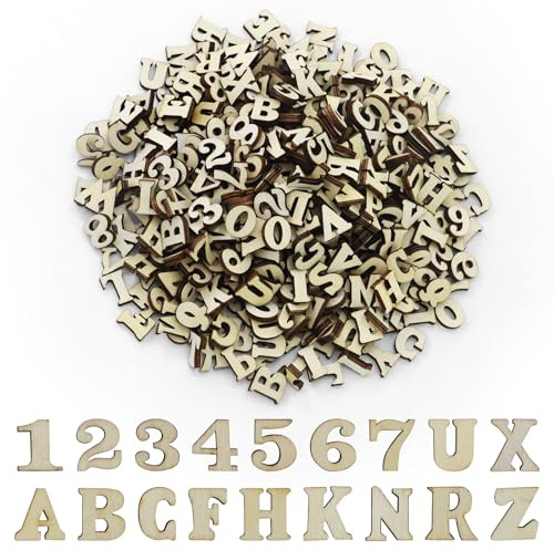 416 Stück Kleine Holzbuchstaben, 15MM Buchstaben aus Holz zum Basteln und Bemalen, Unbearbeitete Holz Buchstaben Deko, Kleinbuchstaben (A-Z) für DIY Kunsthandwerk Hochzeit, mit 100 Holzzahlen