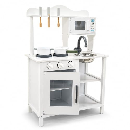 Oypla Childrens Kids Roleplay Wooden Play Kitchen Cooking Playset | With Utensils