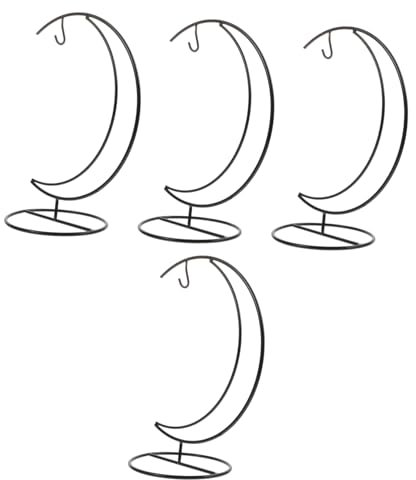 POPETPOP 4pcs Sturdy Iron Green Plant Hanging Rack Moon Design Hanger for Indoor Outdoor Decorative Flowerpot Bracket Micro Landscape Bottle Hook