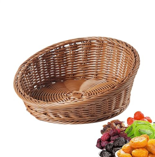 Corbeille à pain tissée – Panier de cuisine incliné pour pain, fruits, aliments de table, clés, portefeuilles, plateau de rangement polyvalent pour bonbons, biscuits
