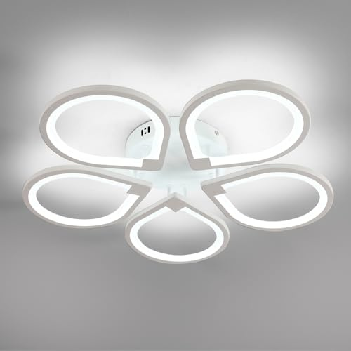 Comely Plafoniere LED Petal, Lampada da Soffitto 50W 5500LM, Creativo Plafoniere Moderno per Soggiorno Cucina Bagno Camera da Letto Corridoio, Bianco Freddo 6500K, Diametro 60cm, Bianco