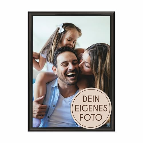 Wackadoo personalisierte Geschenke mit Bilderrahmen 15x20 Schwarz Fotodruck Bild Geschenk für Frauen und Männer Poster mit Wunschmotiv eigenes Foto
