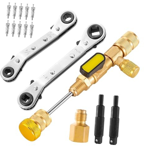 Kit de herramientas de mantenimiento de HVAC con núcleo de válvula, herramienta de extracción y adaptador, llave de servicio HVAC para sistemas de refrigeración