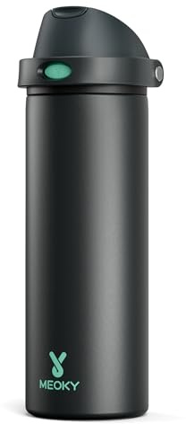 24 oz Insulated Water Bottle for Sports: Meoky Stainless Steel Water Bottle with 2-in-1 Straw and Spout Lid - Leak Proof, Cold for 24 Hours, Fits in Car Cup Holder, BPA-Free for Travel Gym, Foggy Tide