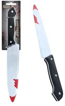 Couteau ensanglanté de 31 cm - Accessoire de costume d'Halloween - Faux couteau effrayant pour déguisement, tours ou friandises, cosplay, maisons hantées et décorations de fête d'horreur