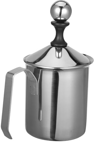 TOYANDONA Montalatte Manuale in Acciaio Inossidabile Contenitore per Latte Schiuma Cremosa Beccuccio per Latte Art per Cappuccino e Casa Bar