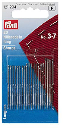 Nähnadel Prym-121294 lang, Nr.3-7, Silber/Gold, 20St.