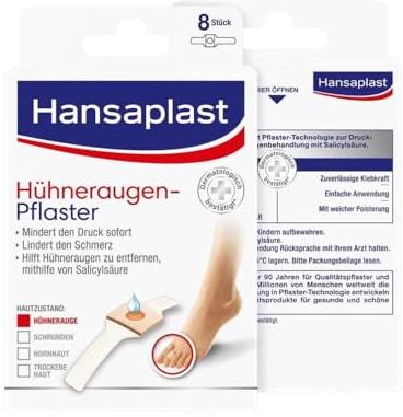 Hansaplast Hühneraugen-Pflaster, mit Salicylsäure, Set mit 8 Stück