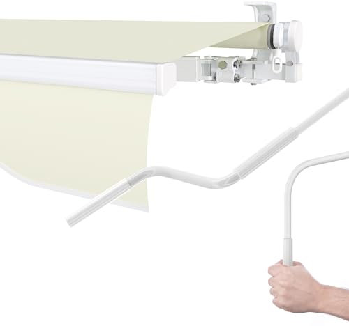 paramondo Gelenkarmmarkise Easy Balkonmarkise Sonnenschutz Terrasse, Vollständig zusammengebaut, Kurbelbedienung, 3,95 x 2,5 m (Breite x Ausfall), Uni Hellbeige