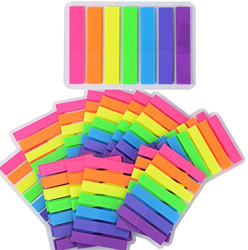 2240 Stück 16 Sets Haftmarker Film Haftnotizen Haftstreifen Page Marker Tab Marker Index Tabs Index Sticky Notes Beschreibbar Bunt für Seitenmarkierung 44 * 8MM 7 Farbe