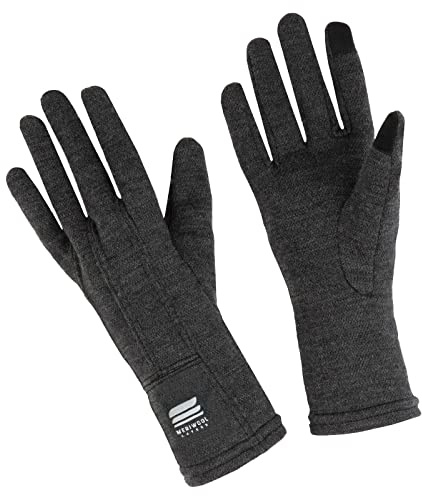 (Small, Charcoal Gray) - MERIWOOL Merino Wool Unisex Glove Liners for use with Touch Screens in Charcoal Grey - Choose Your Size