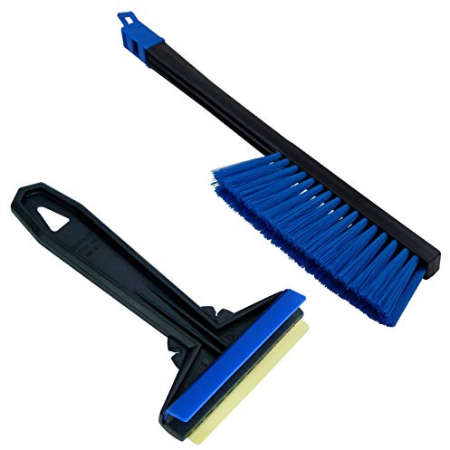 Set Eiskratzer Auto mit Besen - Murska Schneebesen Auto - schnell, einfach & mühelos - Messing Scheibenkratzer - praktisches Profi Set - Schneekratzer & Schneefeger Schneebürste Finnland Schwarz Blau