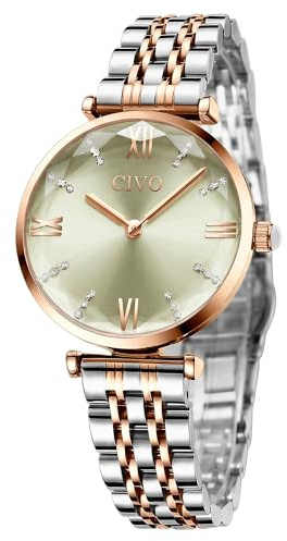 CIVO Orologio Donna Acciaio Inossidabile Impermeabile Minimalista Orologi da Polso Donna Analogico Grigio Affari Sportivo