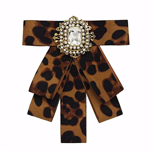 Fleur De Cristal Coloré Broches Noeud Papillon pour Les Femmes Fashion Leopard Imprimer Collier Cadeaux Bijoux Corsage en Tissu