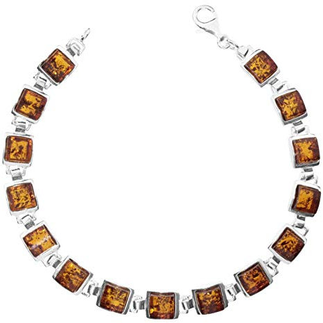 Armband - Classic 6 x 6 mm - Silber 925/000 mit Bernstein