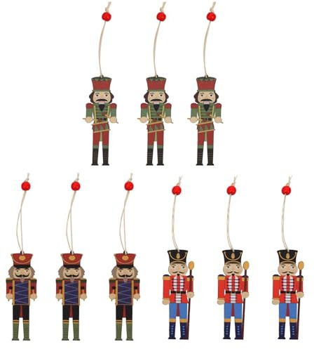 BESPORTBLE - 9 Cascanueces Colgantes de Madera, Figuras de Cascanueces de Navidad, decoración para árbol de Navidad, Figuras de Juguete, Regalo