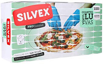 Silvex Guantes de Vinilo Azul SIN POLVO M (100 UNI)