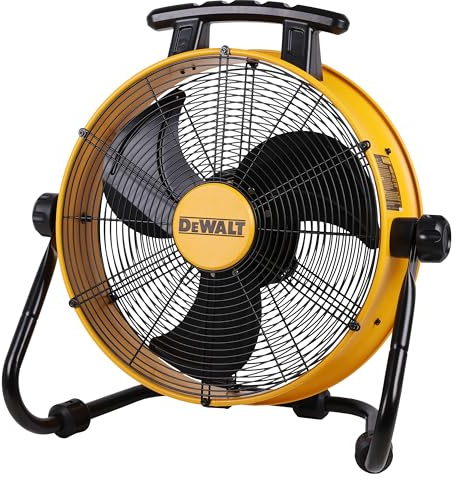 DEWALT DXF1840 Floor Fan, Industrial Fans, 18 Inch High Velocity Fan with 3-Speed Heavy Duty Air Circulator and 180 Adjustable Tilt, Large Electric Metal Rotating Garage Fan, Drum fan for Work, Yellow