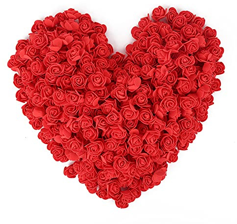 INSUNSIX 500pcs Mini Foam Rose Heads, Red Foam Flower Bulk Fake Rose Flower Head for DIY Crafts Wedding Bouquets Baby Shower Centerpieces Floral Arrangements Party Tables Home Decorations(Red)