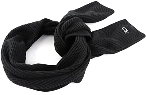 Calvin Klein Klassischer Herren-Schal, Baumwolle, gerippt, 30 x 180, Ck Black, Einheitsgröße