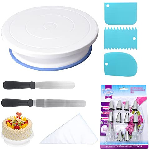 Bandeja para pasteles Kit giratorio de herramientas para decoración de pasteles, soporte profesional para pasteles de 10.8 , usado para hacer pasteles, decorar pasteles, hornear, juego de 8 piezas