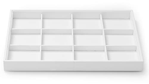 Oirlv Vassoio Portagioie In Pelle Bianca Di Alta Qualità, Impilabile,12 Griglia,Per Bracciali,Orecchini,Orologi