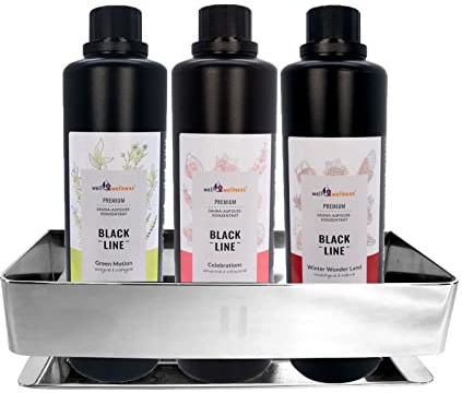 SudoreWell® Infusión de sauna de acero inoxidable con 3 unidades de 500 ml Black Line - Sauna (efecto verde)