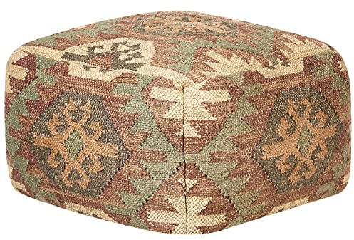 Beliani Pouf Jute und Wolle braun/bunt quadratisch 50x50x30 cm orientalisch Arvene