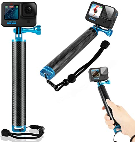REYGEAK Poignée Flottante étanche en Fibre de Carbone pour GoPro Hero 11 10 9 8 Insta360 DJI Osmo Action, Perche à Selfie sous-Marine adaptée pour Le Surf, la Prise de Vue sous-Marine