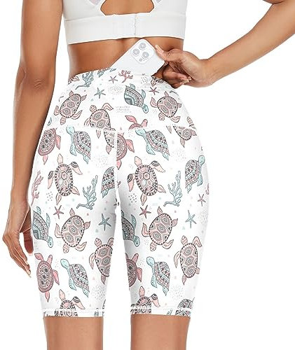 Yoga-Leggings mit niedlicher Meeresschildkröten-Motiv, für Damen, hohe Taille, athletisch, Größe XS, Süße Meeresschildkröten, XX-Large