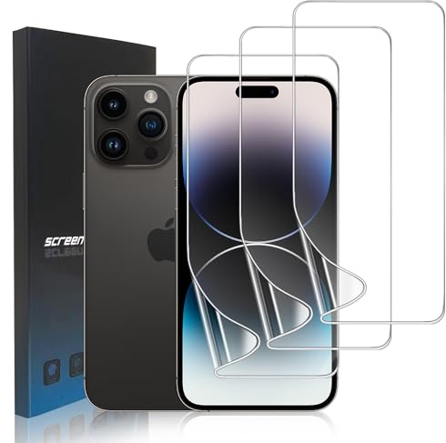 zonyee 3 Pezzi Pellicole Protettive in Idrogel Compatibile con iPhone 14 Pro, Trasparente HD Morbida TPU Protezione Schermo per iPhone 14 Pro - [Non Vetro] Alta Sensibilità, Senza Bolle