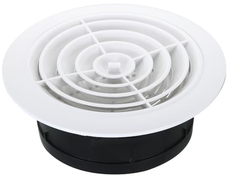 PATIKIL 8 Inch Round Air Vent, Adjustable Ceiling Diffuser Grill Cover ABS Louver Soffit Vent with Screen for Bathroom Kitchen Living Room, Rotate Type