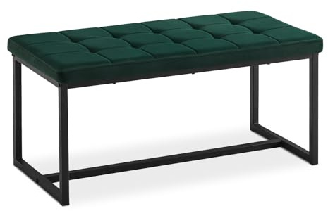 TUKAILAi Esszimmerbank aus Samt, gepolstert, mit Metallbeinen, 100 x 49 x 47 cm, Ottoman für Küche, Schlafzimmer, Wohnzimmer, Flur (grün)