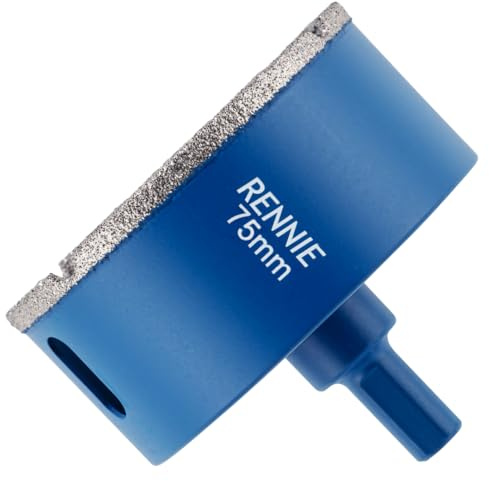 75mm Diamond Hole Saw Drill Bit With Tri Shank For Tiles & Ceramic | Porcelain Tiles Slate Stone Granite Marble Glass. Diamond Core Holesaw / Hole Cutter
