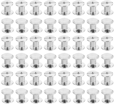 PATIKIL M5x6mm Chicago-Schrauben, 50 Sets Chicago-Schrauben Phillips-Bindungsschrauben Bolzen Leder-Nieten Messing-Befestigungselemente Verbindungsstücke Stahl, silberfarben