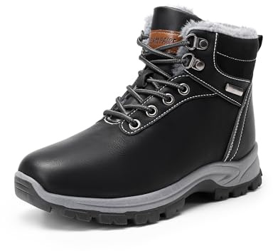 DREAM PAIRS Stivali da Neve Donna Stivali Invernali Caldi con Lacci da Donna Stivali da Neve Impermeabili Antiscivolo per Esterni ,Size 37,Nero,SDSB2411W-E