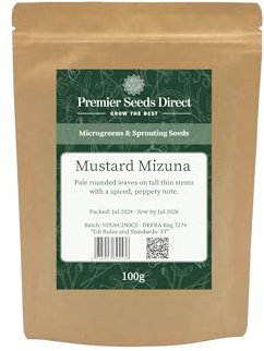 PREMIER SEEDS DIRECT - MICROGREEN Seeds - Mustard MIZUNA (100 Grams)