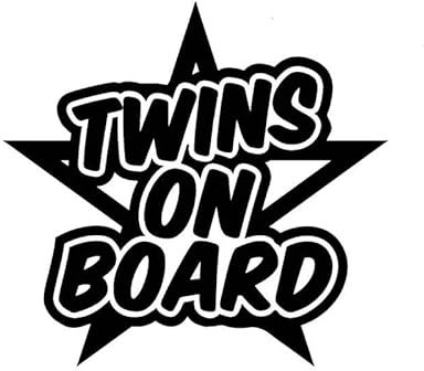 JIFENLI Car Sticker 14CM*13.2CM Twins On Board Safety Sign Baby Bus Van Car Window Vinyl Decal Sticker Black/Silver