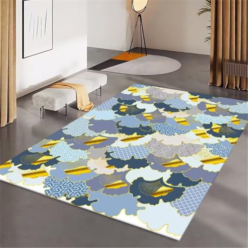 RUGMRZ Deko Wohnzimmer Flickenteppich Waschbar Blauer und gelber Wolkenmusterdekorationsschlafzimmerteppich-Kinderzimmerteppich Sofa Set 160X230CM