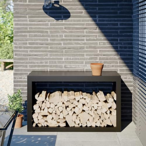 Xichuzi Brennholzregal Schwarz 100x40x60 cm Stahl, Kaminholzregal Aussen, Holzstapelhilfe, Carport, Sichtschutz Garten, Kaminholzregale - 850982