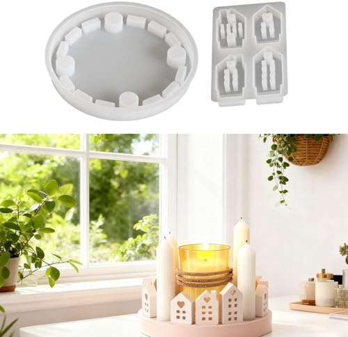 HNLMZ Stampi in Silicone per Versare Case, Stampi in Silicone 3D Case, Stampi per Candele da Versare, Stampi in Silicone a Forma di Cuore Case, Gesso per Case da Versare, Stampi in Silicone Fai da Te