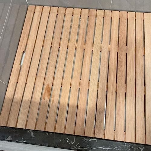 Caillebotis de bagnoire Bambou, Tapis de douche antidérapants pour personnes âgées, tapis de bain en bois carrés et rectangulaires pour douche extérieure à l'italienne/plate-forme de pied de cabine a