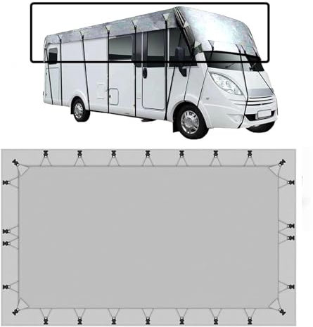 Telo Copri Camper Tessuto Oxford 210D Telo per Tendalino Camper A Prova Di Vento, Pioggia E Neve Telo Copertura Telo per Camper,Grey-10m×3m