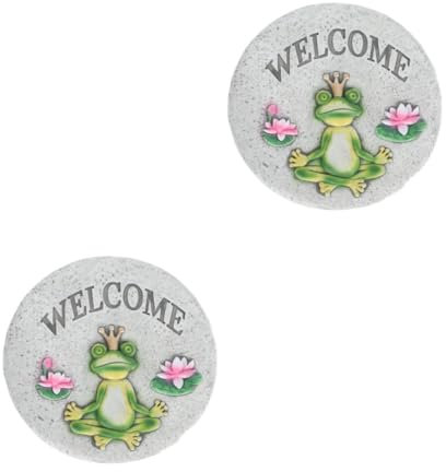 Mipcase Plaque De Jardin à Motif Grenouilles Ronde Décorative En Ciment Pour Pelouse