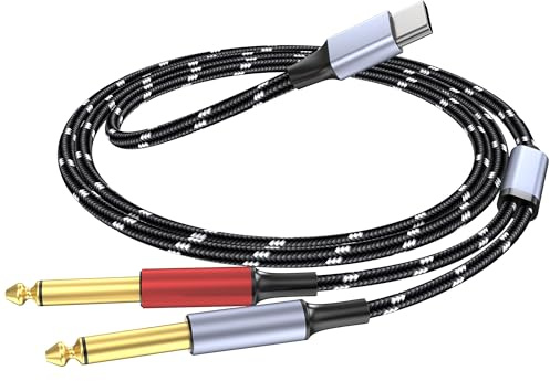 DCNETWORK Câble audio USB-C vers TS 6,35 mm (1/4) - Adaptateur USB de type C vers prise jack mono 1/4 - Compatible avec iPhone 15/16 - 1 m