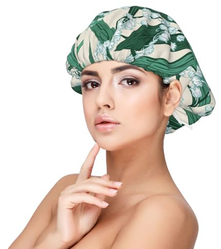 Lirio de los valles,Gorro de dormir de satén para adultos - Gorro de dormir elástico para mujer, cubrecabello nocturno